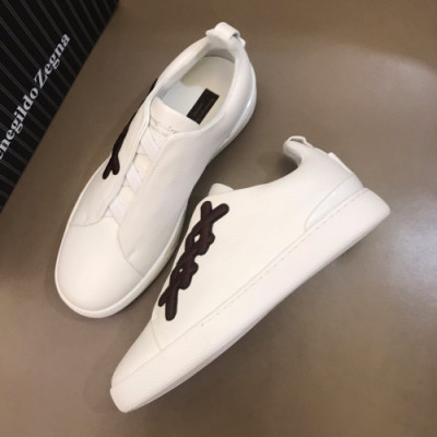 Ermenegildo Zegna  2019 Mens Logo Leather Sneakers - 에르메넬질도 제냐 남성 로고 레더 스니커즈 Zeg0099x.Size(240 - 270).화이트