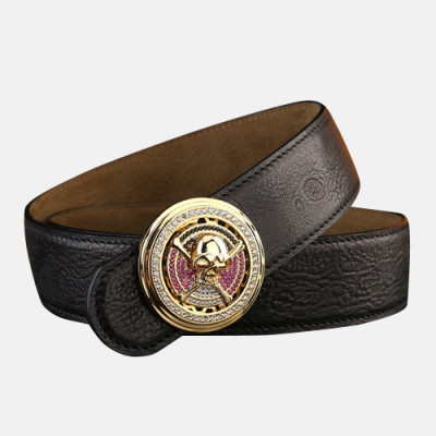 Alexander McQueen 2019 Mens Leather Belt - 알렉산더 맥퀸 2019 남성용 레더 벨트,MQBT0006,Size(3.8cm).블랙은장,블랙금장