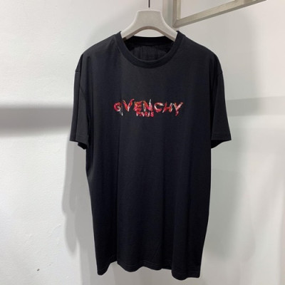 Givenchy 2019 Mm/Wm Logo Oversize Cotton Short Sleeved Tshirt - 지방시 남자 로고 오버사이즈 코튼 반팔티 Givts0011.Size(xs - l).블랙