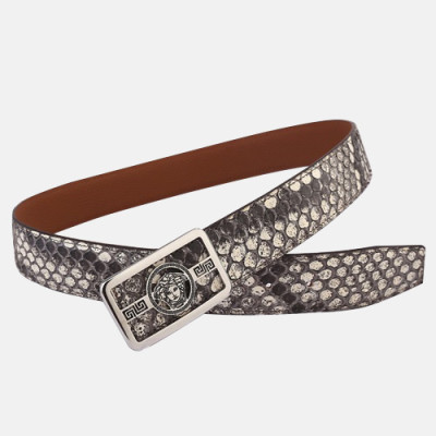 Versace 2019 Mens Leather Belt - 베르사체 2019  남성용 레더 벨트 VERBT0011,블랙금장,그레이은장