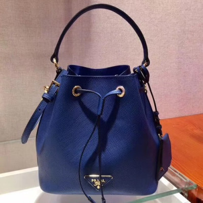 Prada 2019 Woman Leather Bucket Tote Shoulder Bag,22cm - 프라다 2019 여성용 레더 버킷 토트 숄더백 ,1BZ032-2,22cm,블루