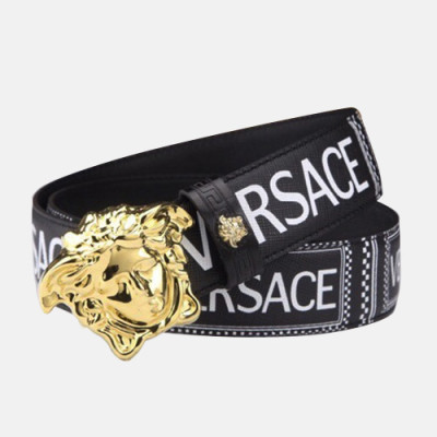 Versace 2019 Mens Leather Belt - 베르사체 2019  남성용 레더 벨트 VERBT0022,Size(3.8cm),블랙금장,블랙은장