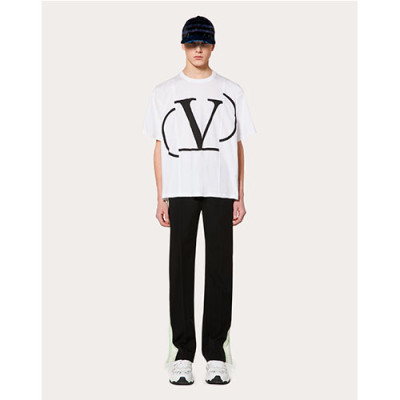 Valentino 2019 Mm/WmCrew -neck Cotton Short Sleeved T-shirt - 발렌티노 남자 크루넥 고튼 반팔티 Valts0007.Size(s -xl).화이트