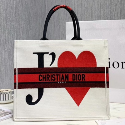 Dior 2019 Woman Canvas Tote Bag,27CM - 디올 2019 여성용 캔버스 토트백 DIOB0385,41.5CM,화이트