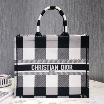 Dior 2019 Woman Canvas Book Tote Shopper Bag,41.5CM - 디올 2019 여성용 캔버스 북 토트 쇼퍼백 DIOB0386,41.5CM,블랙