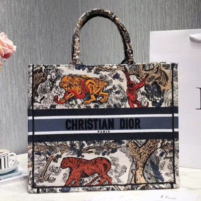 Dior 2019 Woman Canvas Book Tote Shopper Bag,41.5CM - 디올 2019 여성용 캔버스 북 토트 쇼퍼백 DIOB0388,41.5CM,블랙