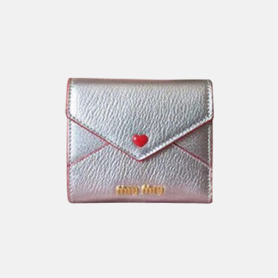 MiuMiu 2019 Madras Leather Wallet Love 5MH014 - 미우미우 2019 하트 버튼 지갑 MIU0119X 11CM