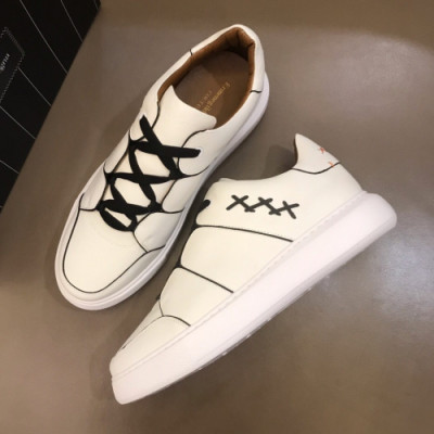 Ermenegildo Zegna  2019 Mens Logo Leather Sneakers - 에르메넬질도 제냐 남성 로고 레더 스니커즈 Zeg0101x.Size(240 - 270).화이트