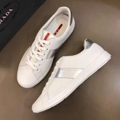 Prada 2019 Mens Business Logo Leather Sneakers - 프라다 남성 비지니스 로고 레더 스니커즈 Pra0666x.Size(240 - 265).화이트