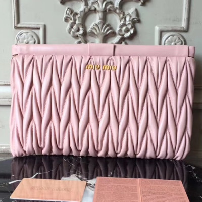 MiuMiu 2019 Matelasse Clutch Bag,28cm - 미우미우 2019 마틀라세 클러치백,RP0390, MIUB0376, 28cm,핑크