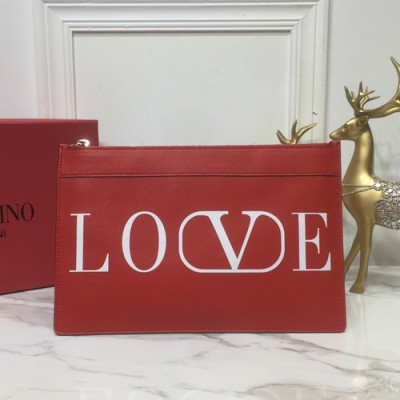 Valentino 2019  Leather Clutch Bag,30CM - 발렌티노 2019 레더 여성용 클러치백,VTB0739,30CM,레드