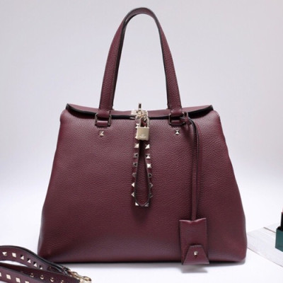 Valentino 2019 Leather Tote Shoudler Shopper Bag,35CM - 발렌티노 2019 레더 토트 숄더 쇼퍼백,VTB0760,35CM,와인