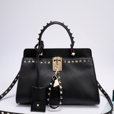 Valentino 2019 Leather Small Tote Shoudler Bag,26CM - 발렌티노 2019 레더 스몰 토트 숄더백,VTB0761,26CM,블랙