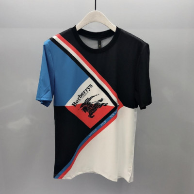 Burberry 2019 Mens Logo Cotton Short Sleeved Tshirt - 버버리 남성 로고 코튼 반팔티 Burts0086.Size(M- 3XL).컬러(블랙)