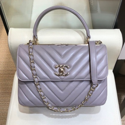 Chanel 2019 Woman Leather Chain Tote Shoulder Bag,25CM - 샤넬 2019 여성용 레더 체인 토트 숄더백,CHAB1038,25CM,그레이