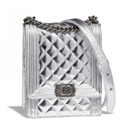 Chanel 2019 Boy Leather Chain Shoulder Bag ,19cm - 샤넬 2019 보이 레더 체인 숄더백 CHAB1050,19CM,실버