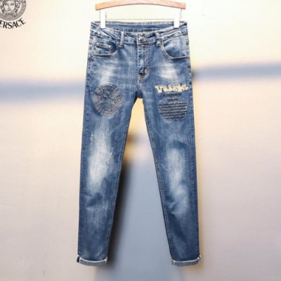 Versace 2019 Mens Graffity Denim Pants - 베르사체 남성 그래피티 데님 팬츠 Verdp0065.Size(29-38).블루