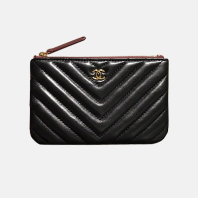 Chanel 2019 Ladies Coin  / Card Purse - 샤넬 2019 여성용 레더 동전 / 카드지갑 ,CHAW0042,15cm.블랙