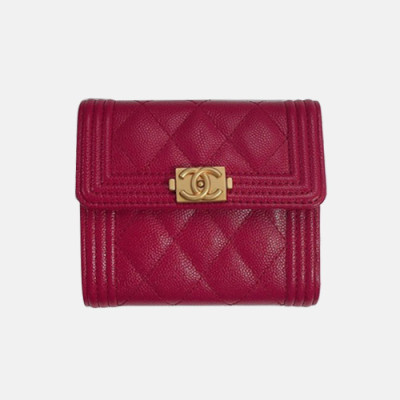 Chanel 2019 Ladies Small Wallet / Card Purse - 샤넬 2019 여성용 레더 반지갑 / 카드 퍼스  ,CHAW0047,11cm.레드