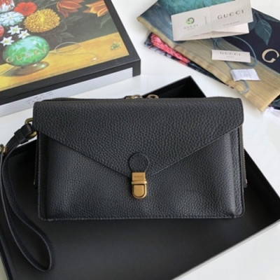 Gucci 2019 Leather Clutch Bag ,25CM - 구찌 2019 레더 남여공용 클러치백 495678,GUB0761,25cm,블랙