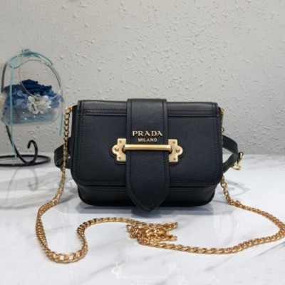 Prada 2019 Cahier Leather Hip Sack / Clutch Bag / Shoulder Cross Bag,18cm - 프라다 2019 카이에 여성용 레더 힙색 / 클러치백 / 숄더 크로스백 ,1BL004-4,18cm,블랙