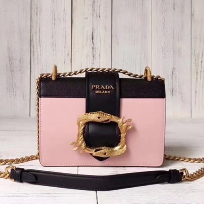 Prada 2019 Leather Chain Shoulder Bag,20cm - 프라다 2019 레더 여성용 체인 숄더백 ,1BD066-6,20cm,핑크