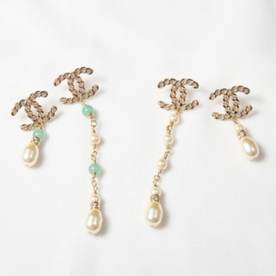 Chanel Earring  -샤넬 여성 18K도금 이어링 Cha0100.(화이트,그린)