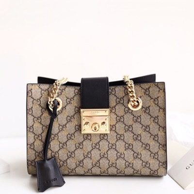 Gucci 2019 GG Supreme Padlock Small Shoulder Bag,26CM - 구찌 2019 GG 수프림 패드락 스몰 숄더백 ,498156,GUB0806,26CM,브라운+블랙