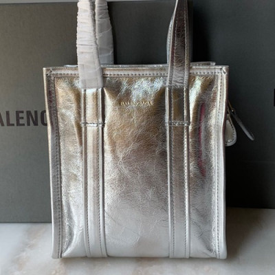 Balenciaga 2019 Bazar Leather Tote Shoulder Shopper Bag,20CM - 발렌시아가 2019 바자르 레더 남여공용 토트 숄더 쇼퍼백,BGB0442,20CM,실버