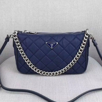 Prada 2019 Nylon Chain Tote Shoulder Cross Bag,22.5CM - 프라다 2019 나일론 체인 토트 숄더 크로스백,BL1026-1,22.5cm,블루