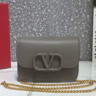 Valentino 2019 Leather Vsling Shoudler Cross Bag,16CM - 발렌티노 2019 레더 브이슬링 숄더 크로스백,VTB0792,16CM,그레이