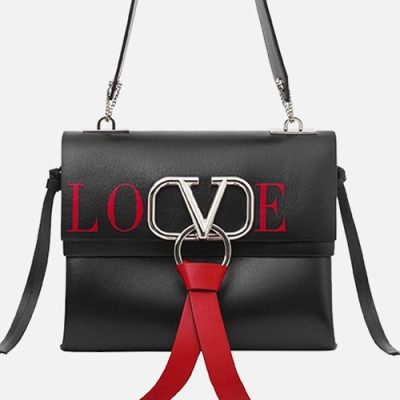 Valentino 2019 V-ring Leather Shoudler Bag,24CM - 발렌티노 2019 브이링 여성용 레더 숄더백 ,VTB0797,24CM,블랙