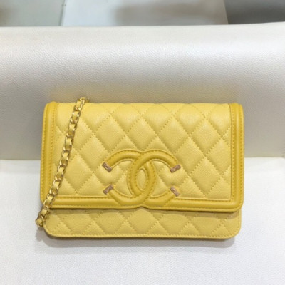 Chanel 2019 WOC Chain Cross Bag,19CM - 샤넬 2019 WOC 체인 크로스백,CHAB1182,19CM,옐로우