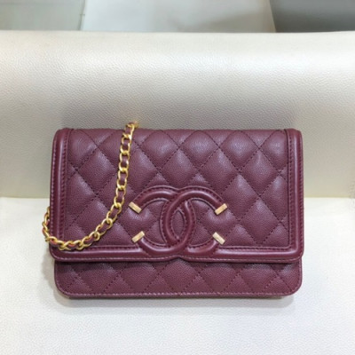 Chanel 2019 WOC Chain Cross Bag,19CM - 샤넬 2019 WOC 체인 크로스백,CHAB1183,19CM,와인