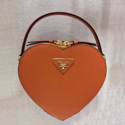 Prada 2019 Women Leather Odette Heart Tote Shoulder Bag ,19.5CM - 프라다 2019 여성용 레더 오뎃 하트 토트 숄더백 1BH144-2,19.5CM,오렌지