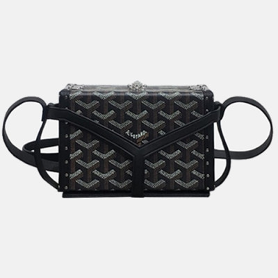 Goyard 2019 PVC & Leather Shoulder Cross Bag,16.5cm - 고야드 2019 PVC & 레더 여성용 숄더 크로스백,GYB0190,16.5cm,블랙