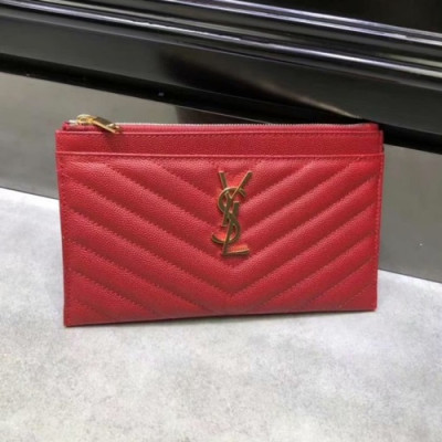 Saint Laurent 2019 Leather Clutch Bag , 20cm - 입생로랑 2019 레더 여성용 클러치백 ,SLB0492,20cm,레드