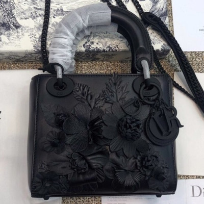 Dior 2019 Lady Dior Mini  Tote Shoulder Bag,17CM - 디올 2019 레이디 디올 미니 토트 숄더백 DIOB0429,17CM,블랙