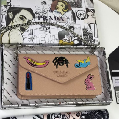 Prada 2019 Monochrome Saffiano Chain Shoulder Bag,18.5cm - 프라다 2019 모노크롬 사피아노 체인 숄더백 ,1DH044-6,18.5cm,인디핑크