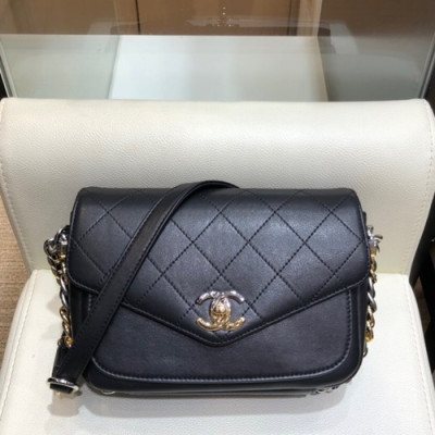 Chanel 2019 Leather Women Chain Shoulder Cross Bag,19CM - 샤넬 2019 레더 여성용 체인 숄더 크로스백,CHAB1224,19CM,블랙