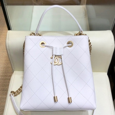 Chanel 2019 Leather Bucket Tote Shoulder Bag ,20CM - 샤넬 2019 레더 버킷 토트 숄더백  CHAB1227,20CM,화이트