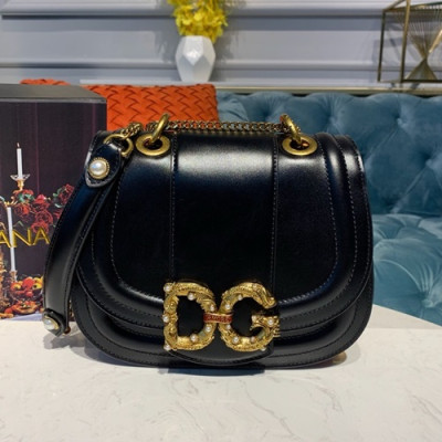 Dolce&Gabbana 2019 Leather Shoulder Cross Bag ,22.5CM - 돌체 앤 가바나 2019 레더 여성용 숄더 크로스백 DGB0029,22.5cm,블랙