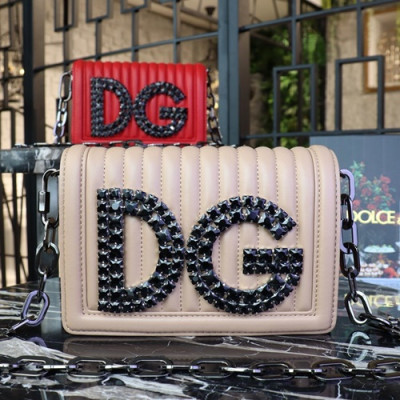 Dolce&Gabbana 2019 Leather Chain Cross Bag ,21CM - 돌체 앤 가바나 2019 레더 여성용 체인 크로스백 DGB0067,21cm,연핑크