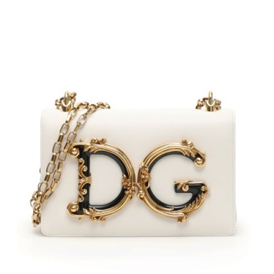 Dolce&Gabbana 2019 Leather Chain Cross Bag ,21CM - 돌체 앤 가바나 2019 레더 여성용 체인 크로스백 DGB0076,21cm,화이트