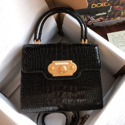 Dolce&Gabbana 2019 Leather Tote Shoulder Bag ,24CM - 돌체 앤 가바나 2019 레더 여성용 토트 숄더백 DGB0146,24cm,블랙