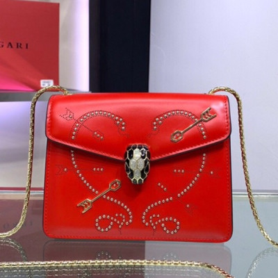 Bvlgari 2019 Serpenti Forever Chain Shoulder Bag,20CM - 불가리 2019 세르펜티 포에버 체인 숄더백,BVLB0141,20cm,레드