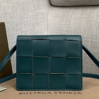 Bottega Veneta 2019 Leather Shoulder Bag,16cm - 보테가 베네타 2019 레더 여성용 숄더백 BVB0363,16cm,네이비그린