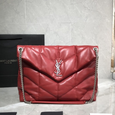 Saint Laurent 2019 Women Lou Lou Puffer Shoulder Cross Bag,35CM - 입생로랑 2019 여성용 루루 푸퍼 숄더 크로스백 577475, SLB0501, 35CM,레드