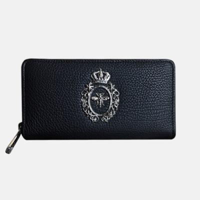 Dolce&Gabbana 2019 Leather Zip Round Wallet ,20CM - 돌체 앤 가바나 2019 레더 남여공용 지퍼 라운드 장지갑 DGW0003,20cm,블랙