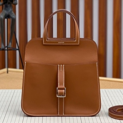 Hermes 2019 Halzan Leather Tote Shoulder Bag ,22cm - 에르메스 2019 할잔 레더 여성용 토트 숄더백 HERB0741,22cm,브라운